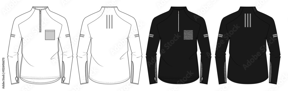 Men's long sleeve top, t-shirt , Fashion Flat Sketch Vector Illustration, CAD, Technical Drawing, Flat Drawing, Template, Mockup. Men's long sleeve top, t-shirt , Fashion Flat Sketch Vector Illustration, CAD, Technical Drawing, Flat Drawing, Template, Mockup.