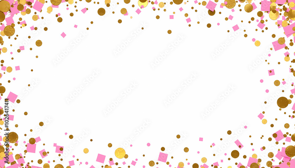 Festive background with golden and pink confetti for celebration events Festive background with golden and pink confetti for celebration events