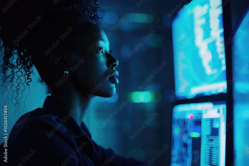 A person sitting in front of a computer monitor with a thoughtfully expression A person sitting in front of a computer monitor with a thoughtfully expression