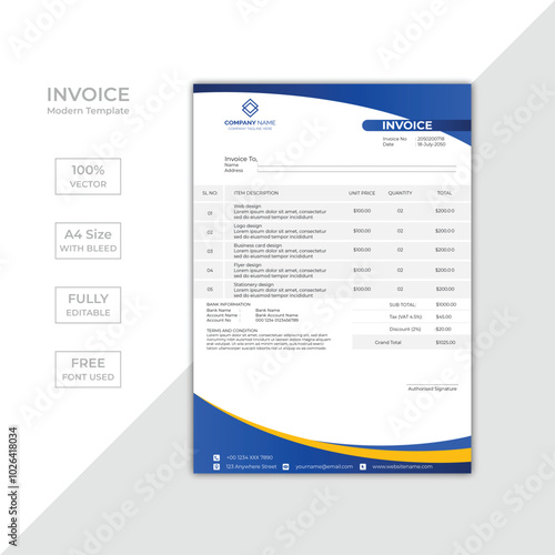 Modern corporate business invoice template design