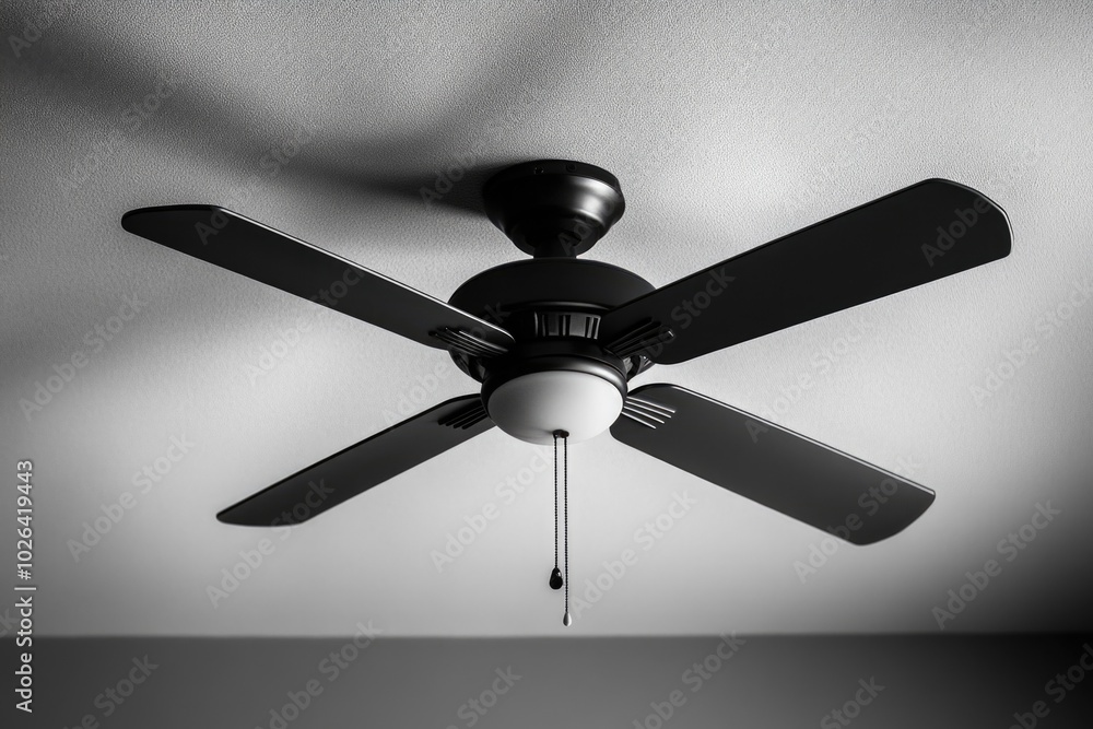 A simple image of a classic ceiling fan, suitable for use in interior design or DIY projects A simple image of a classic ceiling fan, suitable for use in interior design or DIY projects