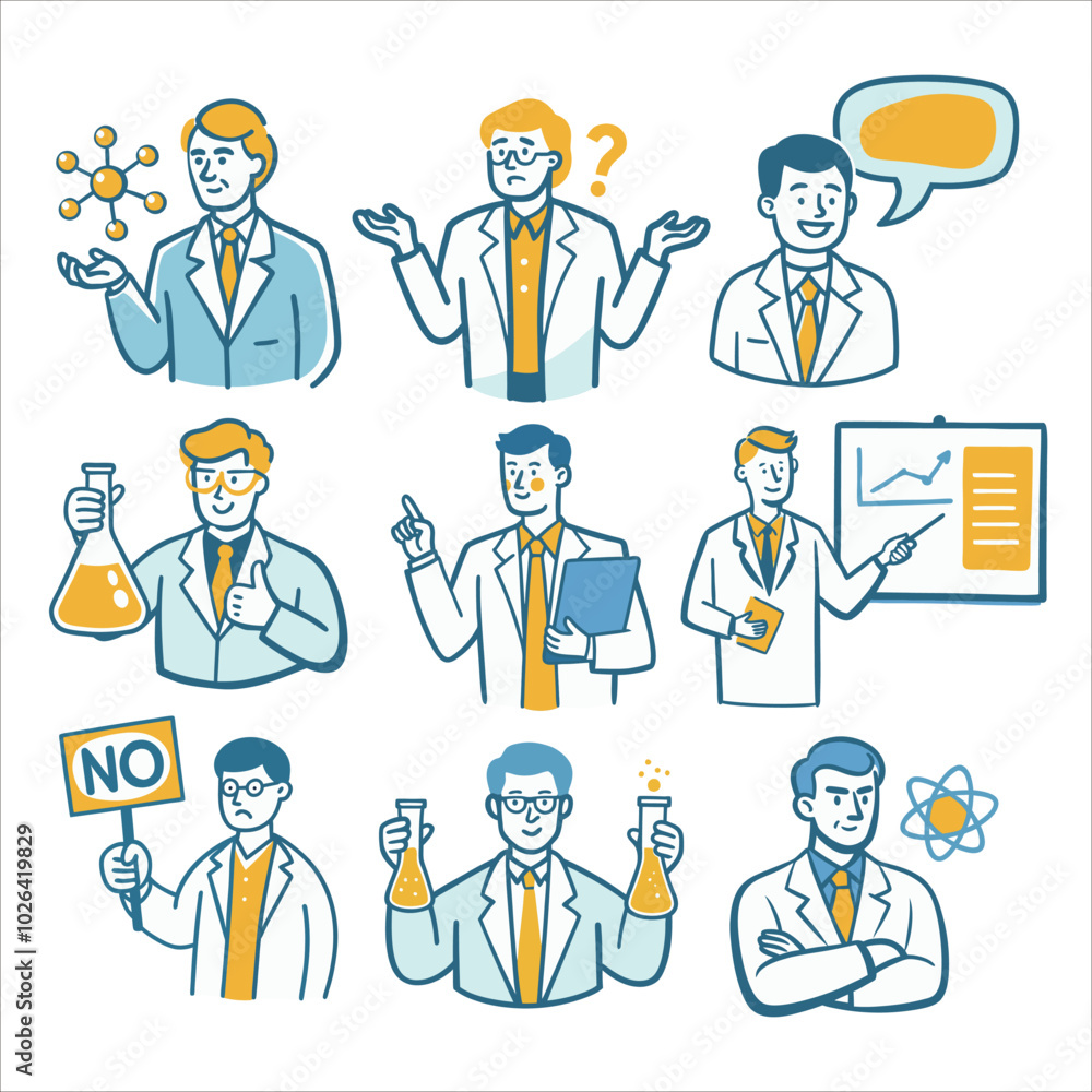 A Set of Scientist Communication Gestures with Data Chart and Experiment A Set of Scientist Communication Gestures with Data Chart and Experiment