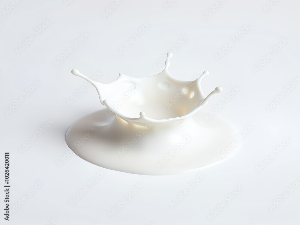 A white milk splash on white background, creating a dynamic and lively scene A white milk splash on white background, creating a dynamic and lively scene