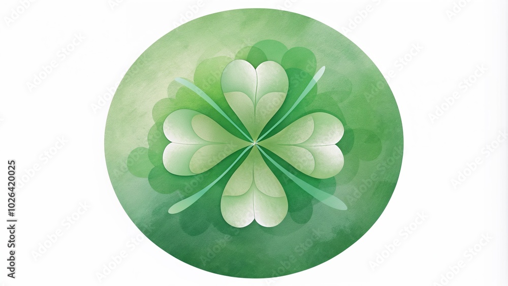 Green Clover Symbol in Circle, St. Patrick's Day Icon Green Clover Symbol in Circle, St. Patrick's Day Icon