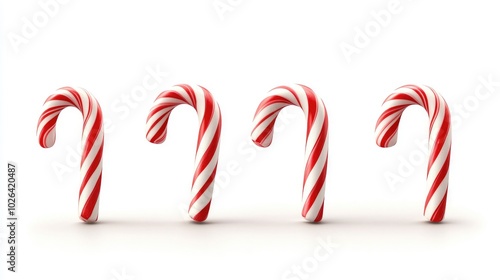 Decorative Candy Canes on White Background