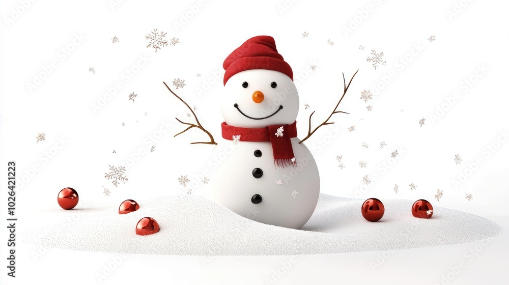 Decorated Snowman on White Background Decorated Snowman on White Background
