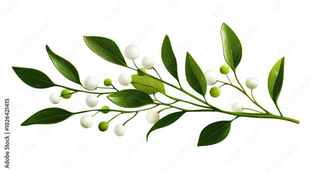 Elegant Mistletoe Decoration on White Background