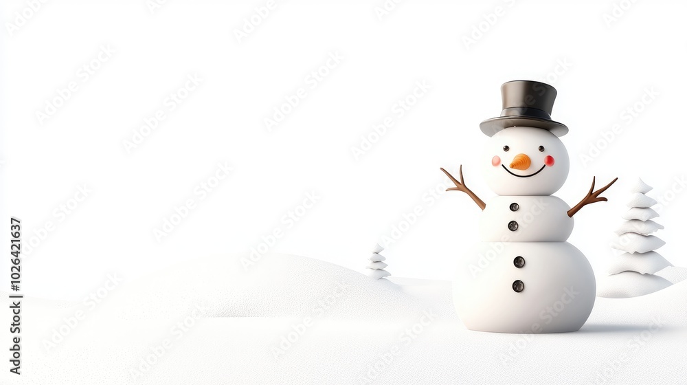 Cheerful Snowman on a White Background Cheerful Snowman on a White Background