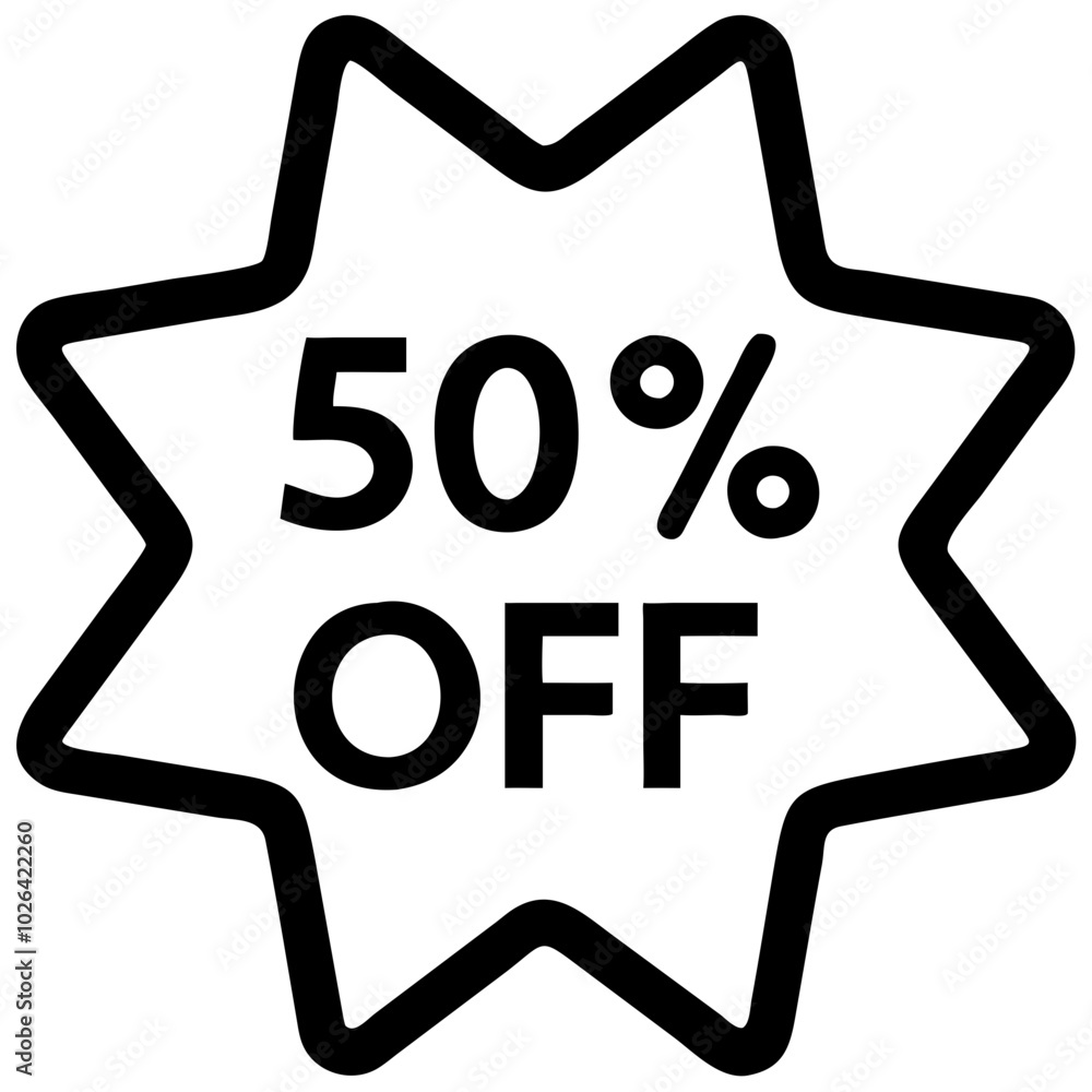50% off star badge icon for business and marketing promotions 50% off star badge icon for business and marketing promotions