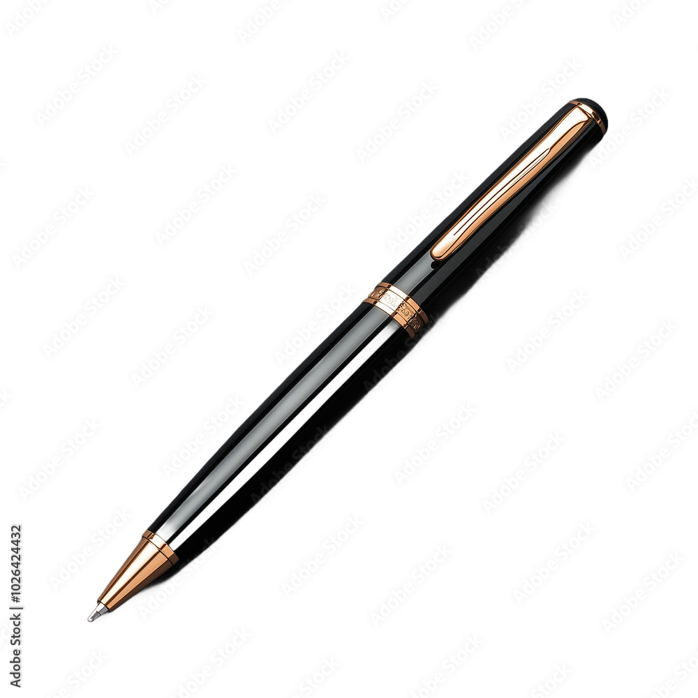 Elegant black and gold pen with transparent background for office use Elegant black and gold pen with transparent background for office use