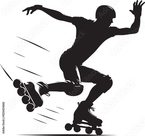 Roller skating Silhouette illustration isolated on a white background