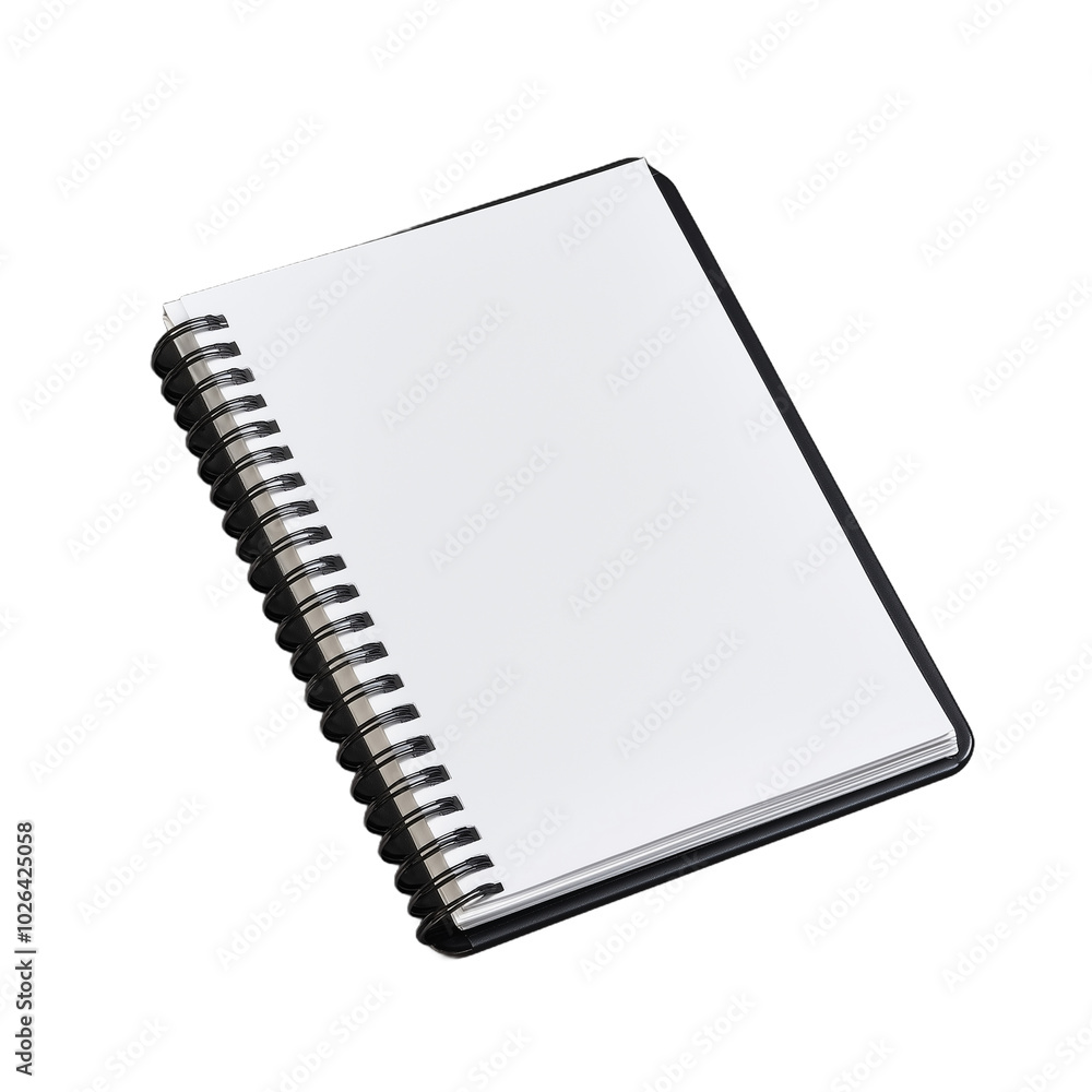 Spiral bound notebook with clean pages on transparent background Spiral bound notebook with clean pages on transparent background
