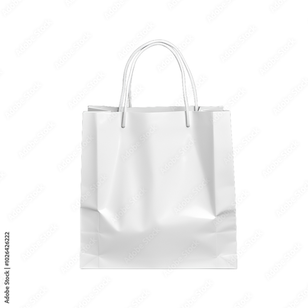 White shopping bag for retail and branding on a transparent background White shopping bag for retail and branding on a transparent background