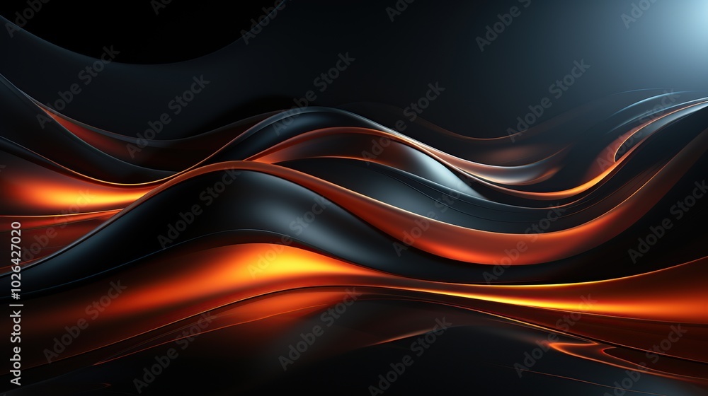 Obraz premium Abstract Wavy Background with Orange and Black Colors