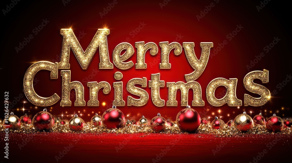 Sparkling Merry Christmas Greeting with Glittering Gold Foil on a Vibrant Red Background, Perfect for Festive Celebrations and Cheer! Sparkling Merry Christmas Greeting with Glittering Gold Foil on a Vibrant Red Background, Perfect for Festive Celebrations and Cheer!