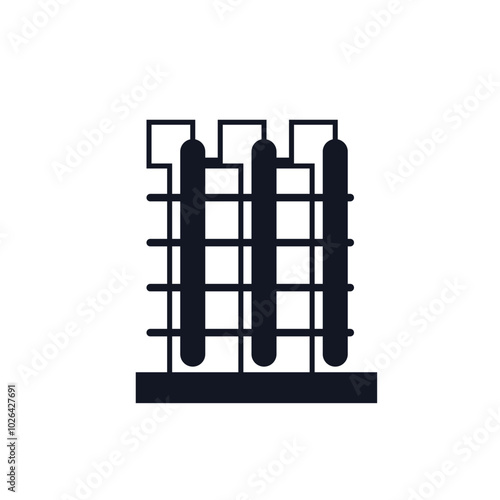 Petrochemical plant logo icon sign Gas storage tank chemical factory production concept Refinery manufacturing container petrochemical station Technical sciences design Print for card poster banner ad