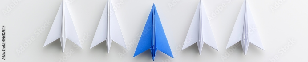 craftwork of paper plane in blue and white with white background, 3D illustration craftwork of paper plane in blue and white with white background, 3D illustration