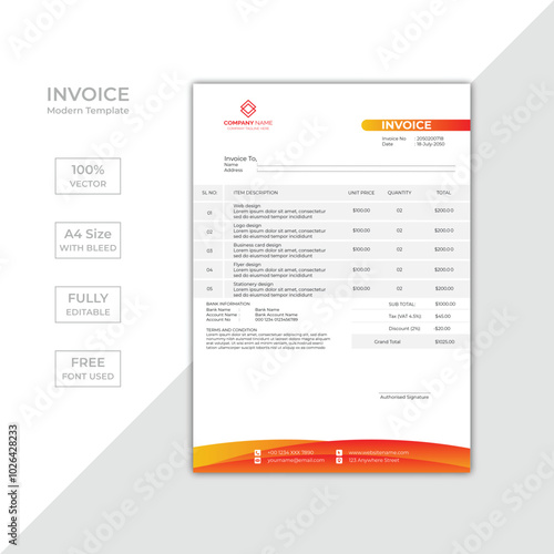 Modern corporate business invoice template design