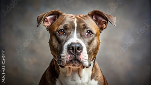 Panoramic closeup of an American Staffordshire Terrier