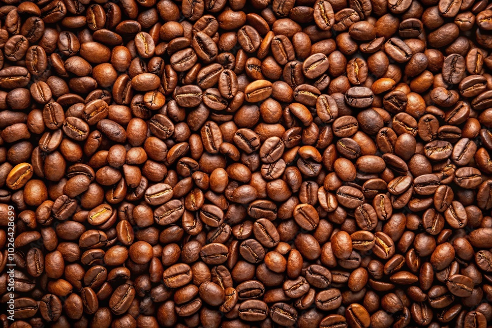 Fototapeta premium Panoramic coffee beans background texture