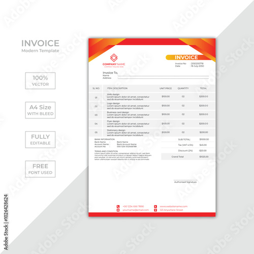 Modern corporate business invoice template design