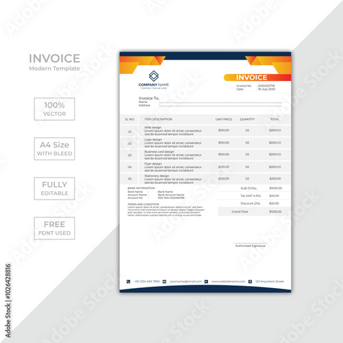 Modern corporate business invoice template design