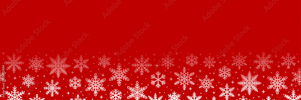 Christmas banner, winter holiday snowflake footer frame, red cover design concept Christmas banner, winter holiday snowflake footer frame, red cover design concept