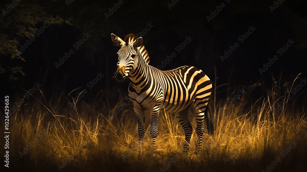 Obraz premium Zebra fine art low key photograph Africa wildlife safari. : Generative AI