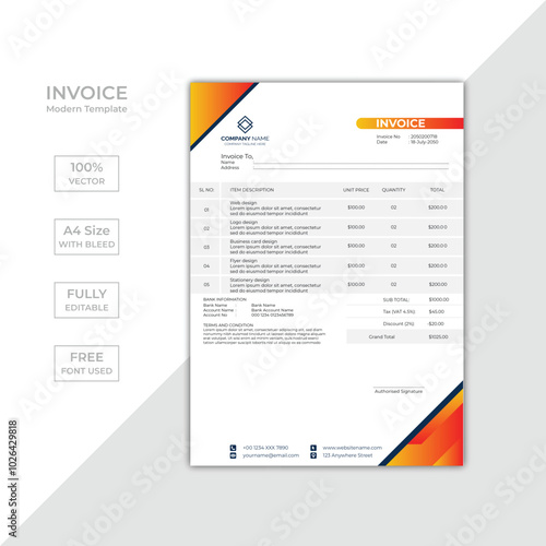 Modern corporate business invoice template design