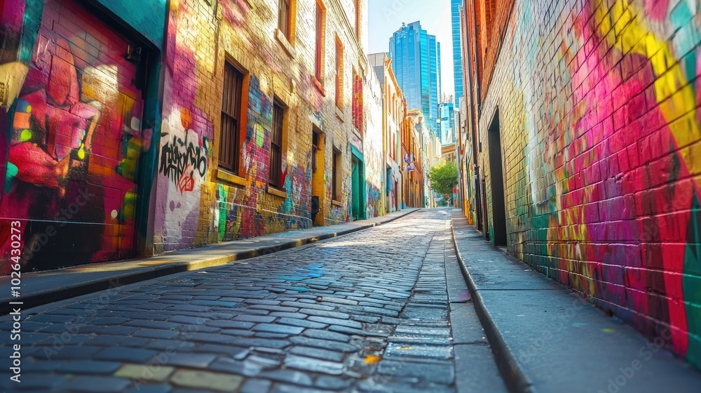 Fototapeta premium A colorful shot of street art in Melbourne, showcasing the vibrant urban culture of the city