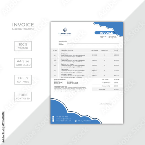Modern corporate business invoice template design
