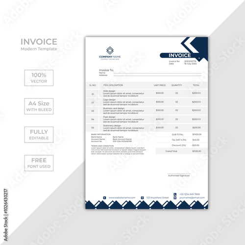 Modern corporate business invoice template design