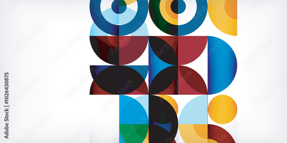Minimal geometric abstract background. Circle square and triangle design. Trendy techno business template for wallpaper, banner, background or landing Minimal geometric abstract background. Circle square and triangle design. Trendy techno business template for wallpaper, banner, background or landing