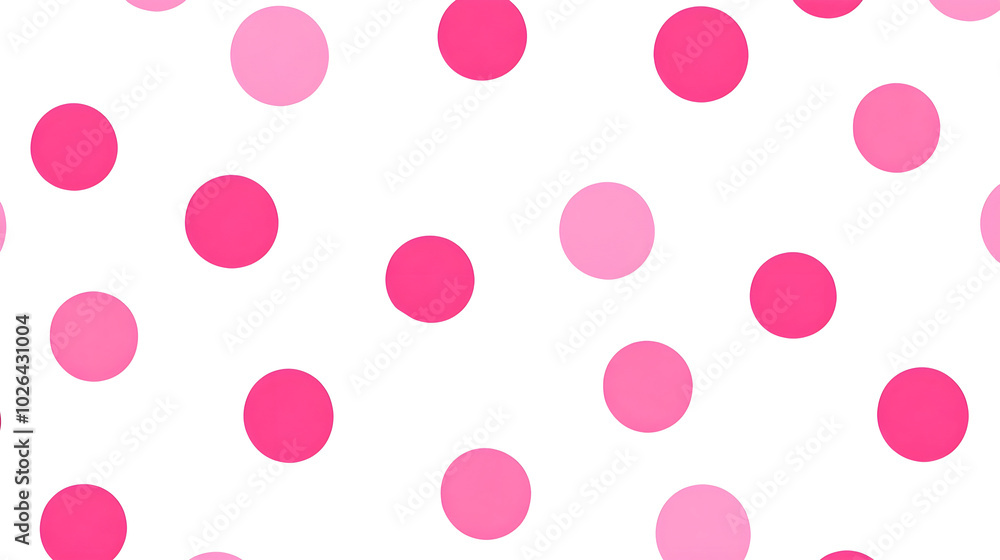 A seamless pattern of pink polka dots on a white background A seamless pattern of pink polka dots on a white background