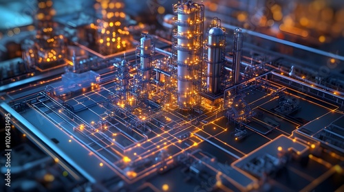 A graphical representation of catalytic reactions used in the refinement of hydrocarbons in a petrochemical plant.