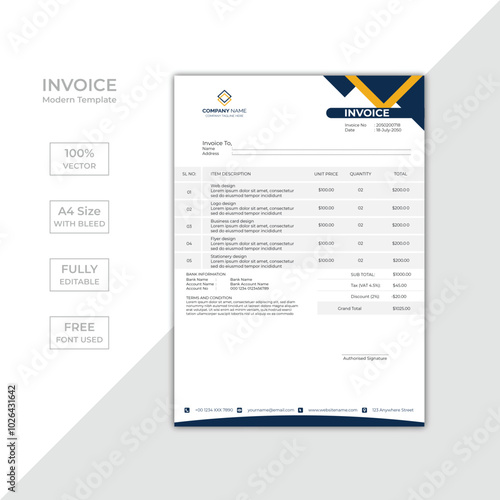 Modern corporate business invoice template design
