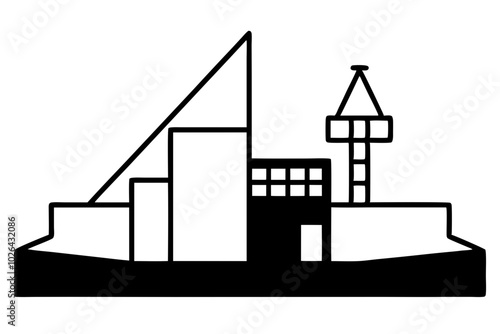 Construction site silhouettes | vector silhouette illustration on white background