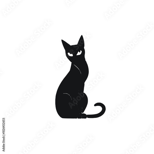 A cat sitting on the ground vector silhouette