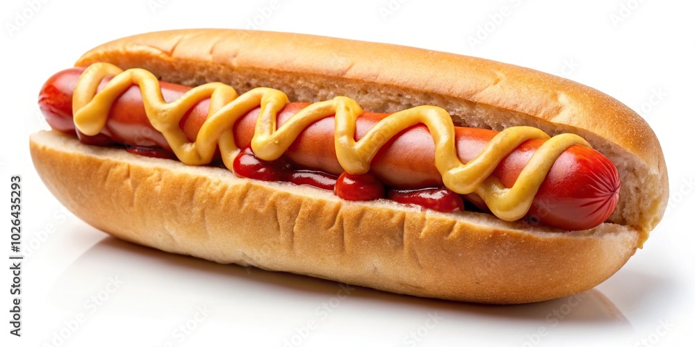 Panoramic hotdog with ketchup and mayonnaise sauce Panoramic hotdog with ketchup and mayonnaise sauce