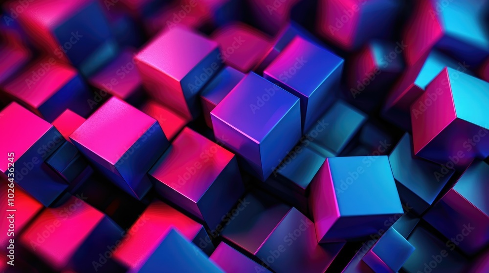 Dynamic geometric pattern with floating 3D cubes and shadows Dynamic geometric pattern with floating 3D cubes and shadows