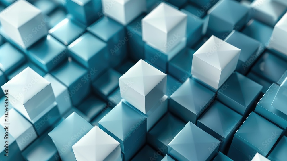 Dynamic geometric pattern with floating 3D cubes and shadows Dynamic geometric pattern with floating 3D cubes and shadows
