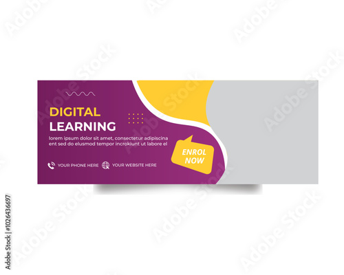 School admission promotional facebook cover design, back-to-school social media banner, online education banner ads template.