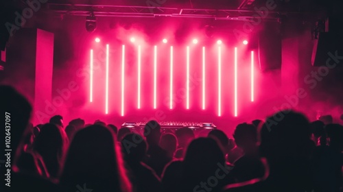 Wallpaper Mural Crowd of people in a dark nightclub, facing the stage with pink neon lights. Torontodigital.ca