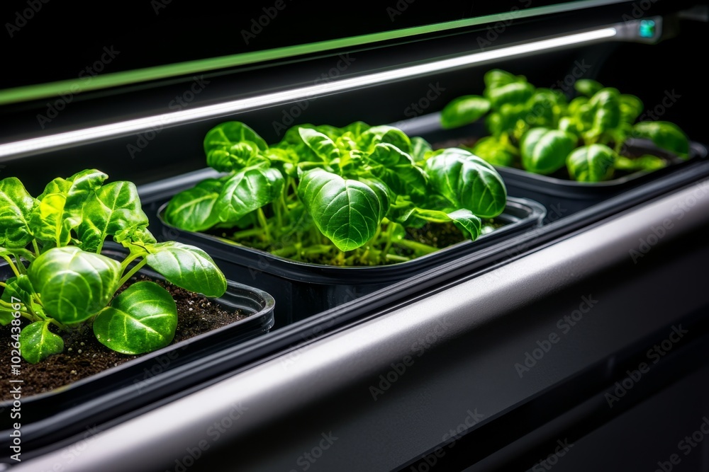 AI-controlled garden, where plants are grown in nutrient-rich pods, with automated systems monitoring growth and adjusting light and water as needed, creating a futuristic vision of gardening AI-controlled garden, where plants are grown in nutrient-rich pods, with automated systems monitoring growth and adjusting light and water as needed, creating a futuristic vision of gardening