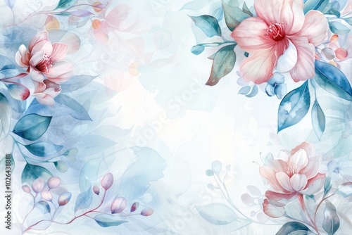 Elegant floral watercolor background with pastel blooms