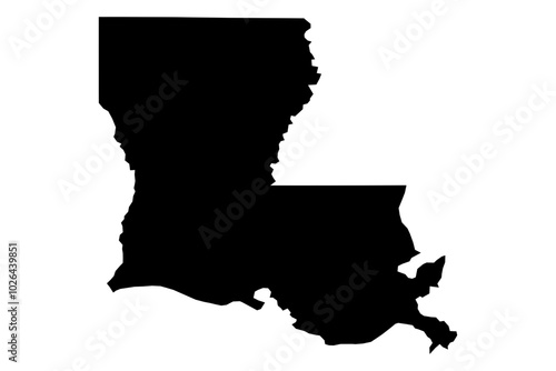 Louisiana state map SVG featuring a black fill and transparent background. Scalable LA vector outline for design and craft needs