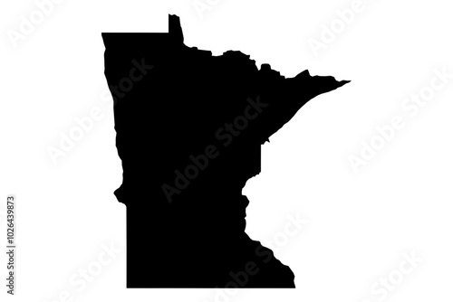 Minnesota state map SVG, black fill, transparent background. Clean and scalable MN vector outline for various creative uses.