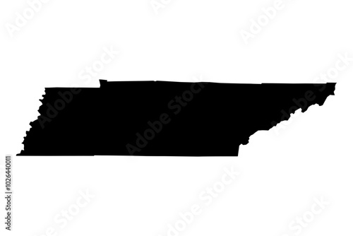 Tennessee State Silhouette - Black SVG Map of Tennessee Shape for Graphic Design and Art Projects