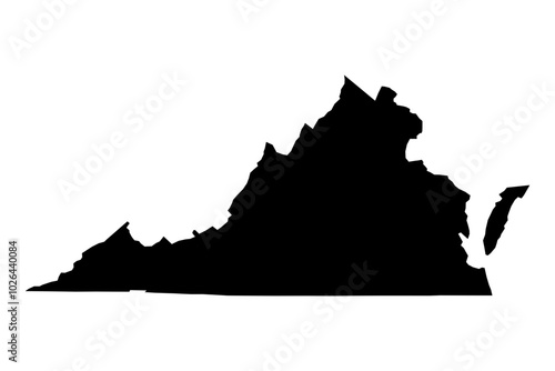 Virginia State Silhouette - Black SVG Map of Virginia Shape for Graphic Design and Art Projects