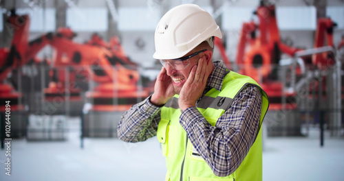 Tableau sur toile Engineer Suffering From Loud Noise